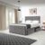 Grey Plush Velvet Chesterfield Divan Bed with Diamante Headboard and Footboard with 2 Storage drawer’s with 10’’ thick Spring Memory Foam Mattress. (26'' Headboard, Super King Size)